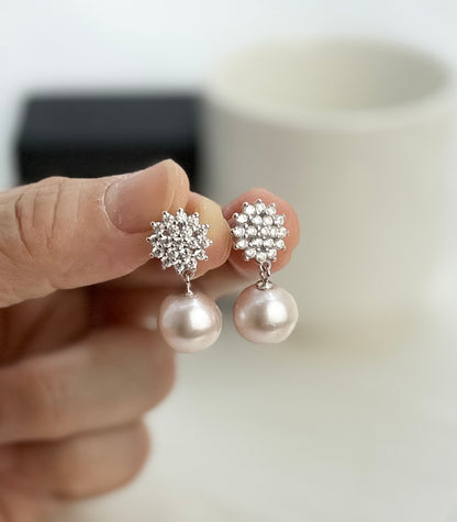 Elegant Manta Rose Edison Pearl Earrings (11.7mm) | Luxury Pearl Earrings for Every Occasion - Nexus8gg Jewellery