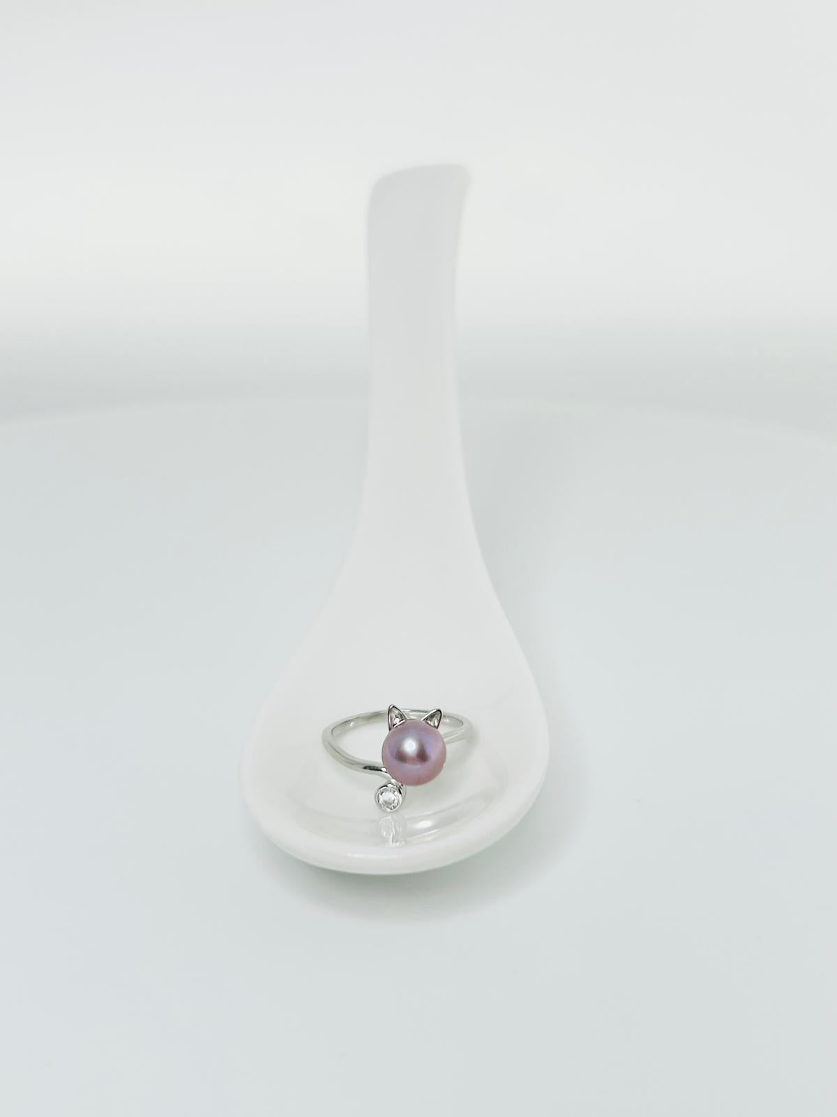 [Promo] Adorable Freshwater Pearls (7-8mm) Cat Ring - Nexus8gg Jewellery