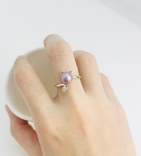 [Promo] Adorable Freshwater Pearls (7-8mm) Cat Ring - Nexus8gg Jewellery