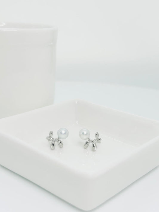 [Promo] Adorable Poodle Dog Freshwater Pearls (6-6.5mm) Earring - Nexus8gg Jewellery