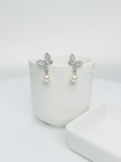 [Promo] Elegant Butterfly Freshwater Pearls (6.5-7mm) Earrings - Nexus8gg Jewellery