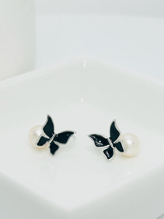 [Promo] Elegant Butterfly Freshwater Pearls (7-7.5mm) Earrings - Nexus8gg Jewellery