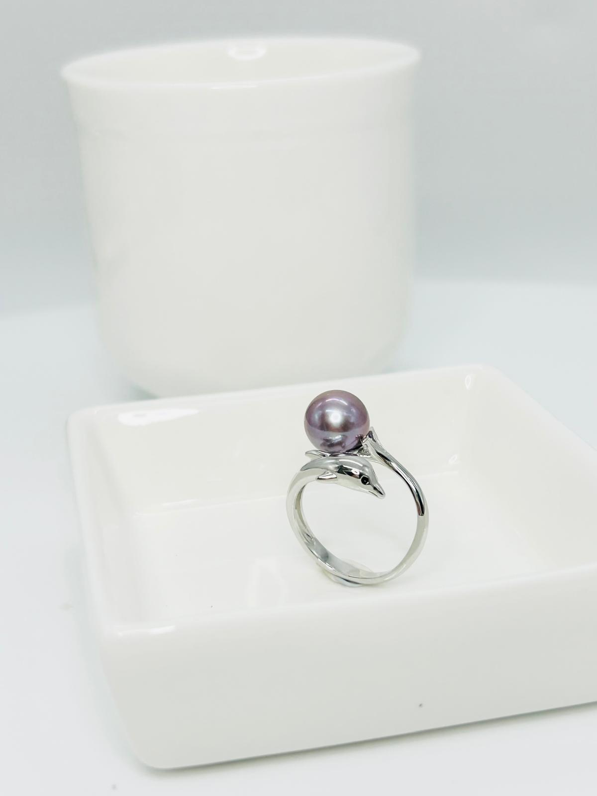 Elegant Freshwater Pearl (9 - 10mm) Dolphin Ring - Nexus8gg Jewellery