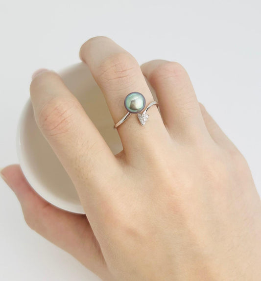 Modern Metallic Multi-Colour Freshwater Pearls (7-8mm) Ring with CZ - Nexus8gg Jewellery